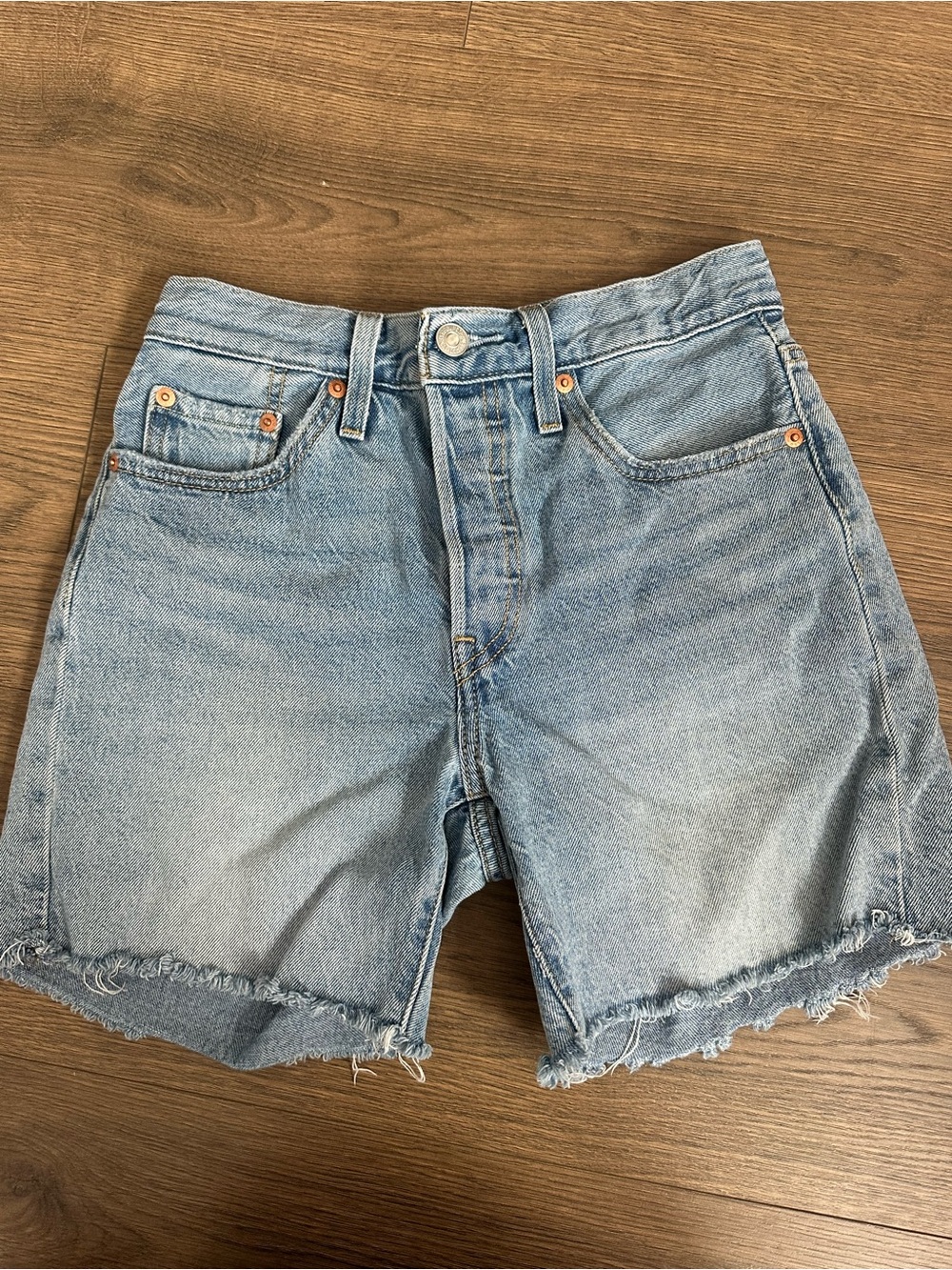 Levi's Light Blue Cutoff Denim “Dad Shorts”